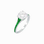 Elegant French - Cut Gemstone Accented Solitaire Mounting – Customizable Engagement Ring - Shahin Jewelry